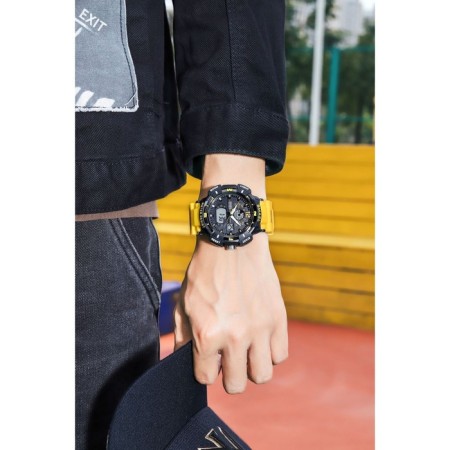 Watch is electronic watch, with an alarm clock, D-5.3 cm, strap L-26 cm, 5 atm, yellow-2