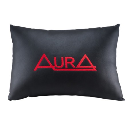 Aura XPA-20BL pillow with logo, 37x25x13cm, eco-leather black, 1 pc.
