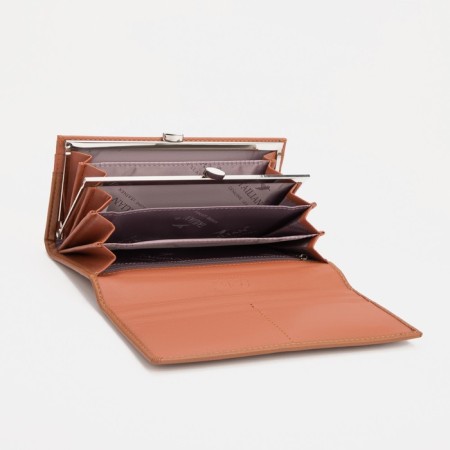 Women's wallet on magnets, brown color-2