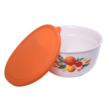 A set of 2 ceramic salad bowls with silicone covers, 1.2/2.2 l-4