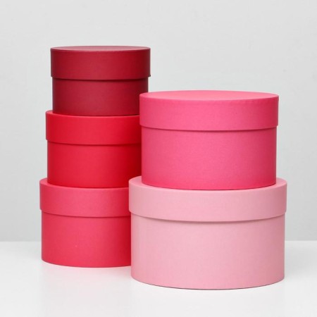Set of round boxes 5 in 1 "Panton 200", 23 x 23 x 14 - 15 x 15 x 10 cm-1