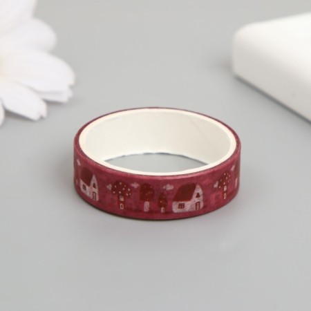 Adhesive tape paper "House in the garden" Width 1 cm winding 2 m set 5 pcs-2