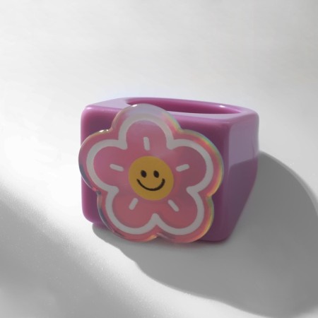 Ring "Flower" Smiley, multi -colored, 17 size-3