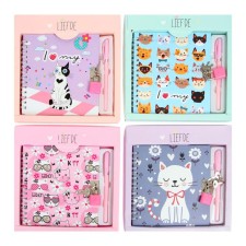 Notebook with a pen and a lock A5, a gift box, 45 sheets, in a ruler, on a crest, mix