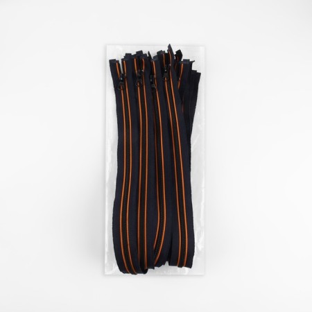 Lightning "Spiral", No. 5, detachable, automatic lock, 60 cm, orange color/black-2