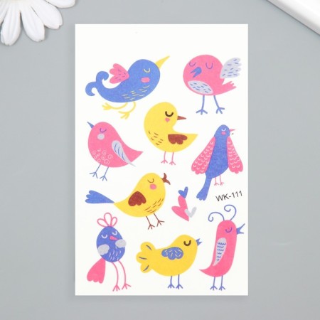 Tattoo on the body color "Drawn chicks" 7.5x11 cm
