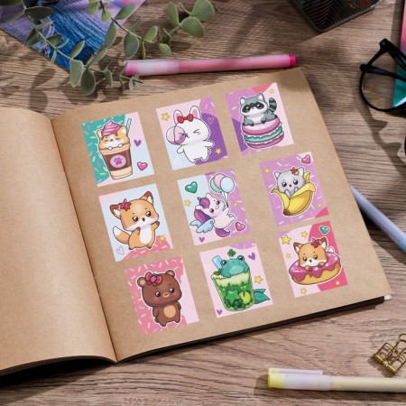 Paper stickers “Cute characters”, with coloring, 11 x 15.5 cm-4