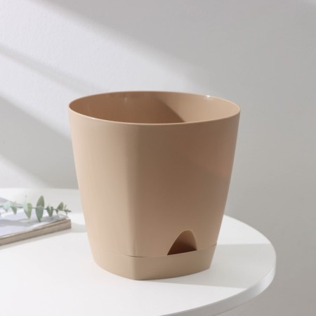 Flower pot with basal watering amsterdam, 4 l, color milk chocolate-1