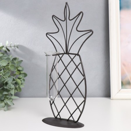 Decor metal, glass "Pineapp" black 15x5.5x25 cm-2