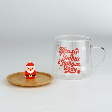 Glass mug with a lid "heat and comfort", 350 ml-3