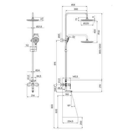 Shower system IDDIS RAY RAYWT3FI06, tropical shower, shower, brass, white-5