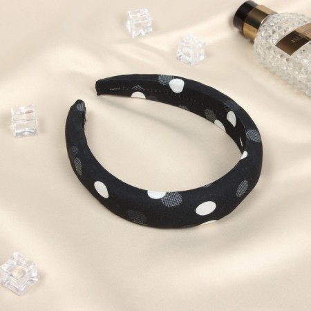 Hair rim "jeannette" style circles, 3 cm, white-black