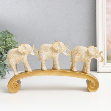 Polystone souvenir "Three white elephants on an arc, with gold - layers" 26x5.5x13 cm-3
