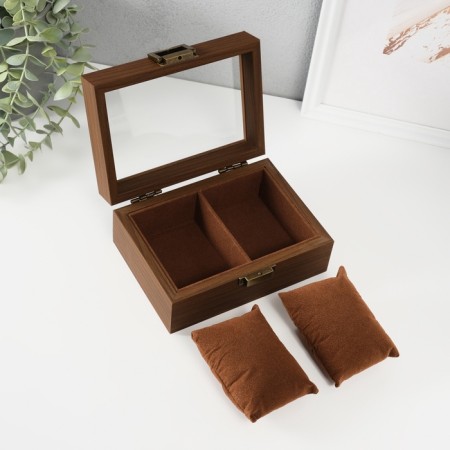 Casket wood for clock 2 divisions "Style" Brown 11x16.5x7.5 cm-2