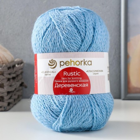 Yarn "village" 100% half-carbonated wool 250m/100g (177-blue sky)