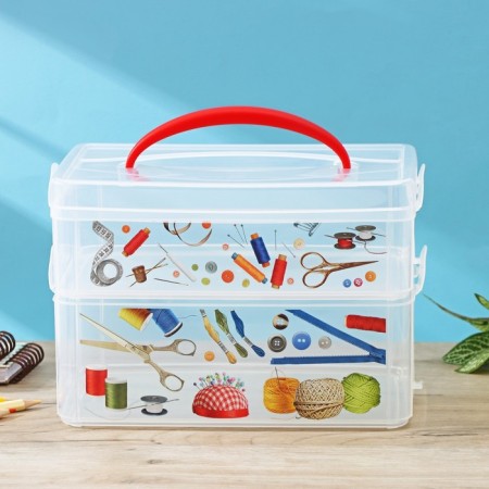 Universal Multi Box container, 2 sections, with a pen and decor, Mix drawing-4