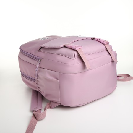 School backpack from textiles, 3 pockets, pink-lilac color-4