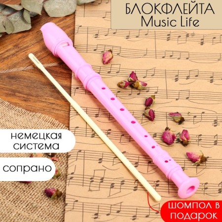 Music Life Blockflate, Pink, German System, Soprano, 30 cm