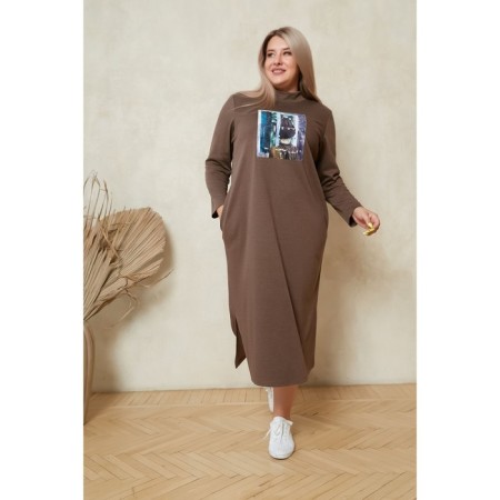 Women's dress, size 56, brown color-1