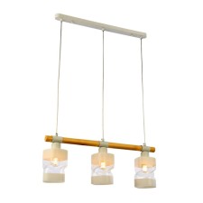 Светильник подвесной Evoluce. SLE114503-03. Abiritto. 3х60 Вт, E27, 60х10х20,5 см, цвет белый, светлое дерево