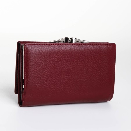 Women's wallet on the button, burgundy color-1