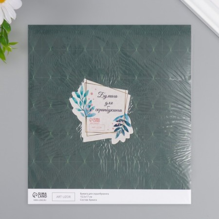 Scrapbooking paper "Crystals on green" density 180 grams set 10 pcs 15.5x17 cm-4