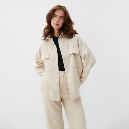 Women's blouse Minaku: Velvet Collection Milk color, river 52-2