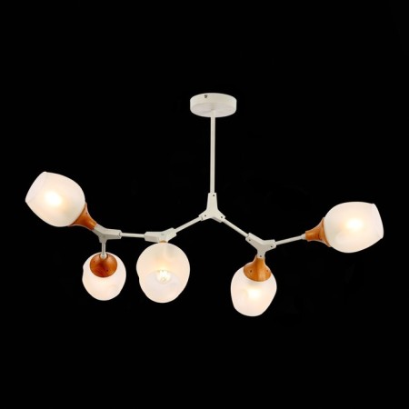 Ceiling EVOLUCE lamp. Sle113502-05. Ciotolla. 5x60 watts, E27, 92x59x50 cm, white color, light wood-1