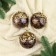 Set of balls plastic D-8 cm, 3 pcs "Fairytale patterns" snowflakes, golden brown