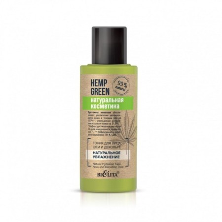 Facial tonic, neck and neckline Bielita Hemp Green "Natural Moisturization", 95 ml
