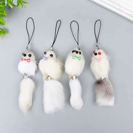 Fluffy on the suspension "White Mouse" mix 8.5x3.5x3.5 cm-6