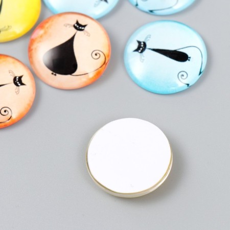Decor (cabochon) for creativity glass "Black cat" mix d = 2.5 cm-2