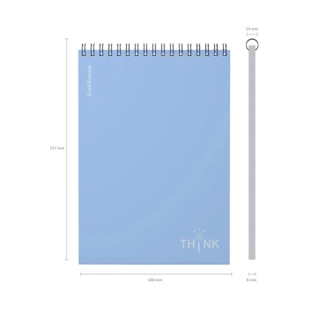 Notepad on spirals A5, 80 sheets, cage, Erichkrause "Symbol", plastic cover silk -screen covers, Bellar Belicia Blok 100%, Blue, Blue, Blue, Blue-3