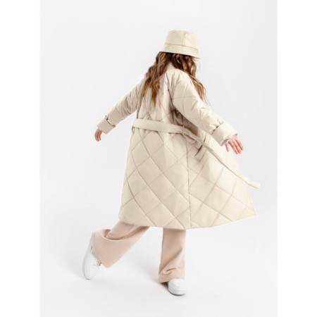 Пальто стёганое для девочек AmaroBaby TRENDY, рост 146-152 см, цвет молочный-12