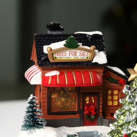 LED figure "Train and Christmas tree" 20 × 20 × 16 cm, polystone, AAX3 batteries (not in the kit), USB, glow warm white-7