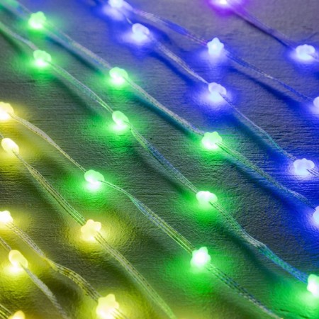 Smart garland “thread” 5 m dews with nozzles “stars”, IP20, silver thread, 50 LED, remote control, application, glow RGB, USB-1
