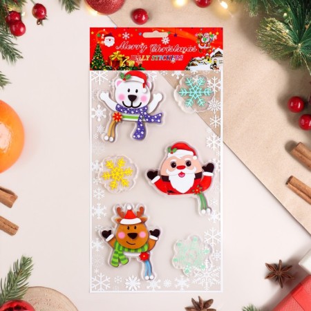 Stickers on the windows "New Year" Bear, Santa Claus, 15 x 25 cm-1