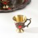 Set of tea jug, 6 glasses and tray "Istanbul. Roses and patterns" red with gold
