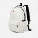 School backpack from textiles with a zipper, 3 pockets, wallet, white color