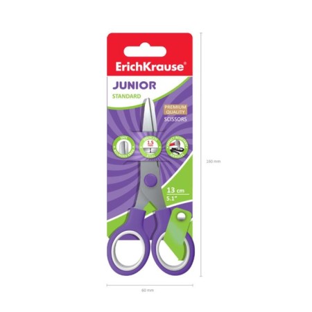 Baby scissors 13 cm, Erichkrause Standard Junior, with rounded ends of blades, mix-6