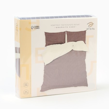 Bed linen Ethel Euro Graphite Cage 200x215 cm, 225x240 cm, 50x70 ± 3 cm - 2 pcs, Novosatin-9