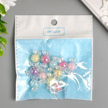 Beads for creativity plastic "Candy mother -of pearl" set 15 grams 2.2x1.2 cm-4