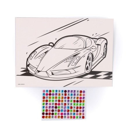Application with rhinestones "High -speed car" 14.8x21 cm-3
