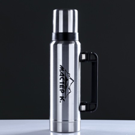 Thermos, 1.2 l, movement, "master K.", with a circle, retains heat 18 hours, 36 x 11 cm, chrome-2