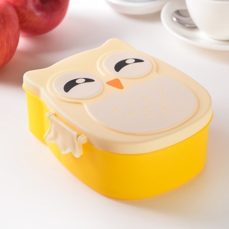 Lancer-bex Plastic with a spoon "Owl", 2 departments: 300 ml, 450 ml, color mix-4