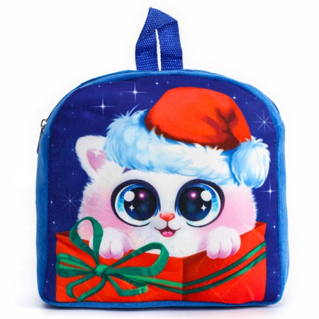New Year's children's backpack "Cat in a hat", 24 × 24 cm, for the New Year-1