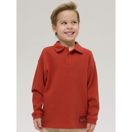 Longsliv Polo for the boy Pelican, height 86 cm, terracotta color