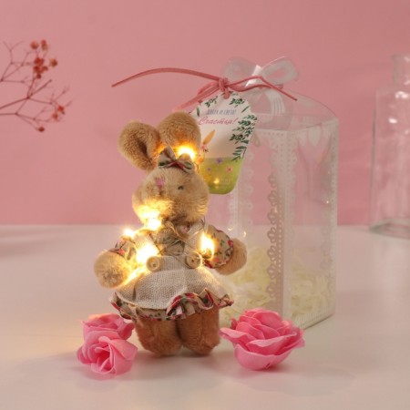 Set gift "Bunny in the dress" soap pink roses 5 pcs, dew 7x7x12 cm