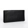 Male purse without fastener, department for bills, for maps, for coins, black color