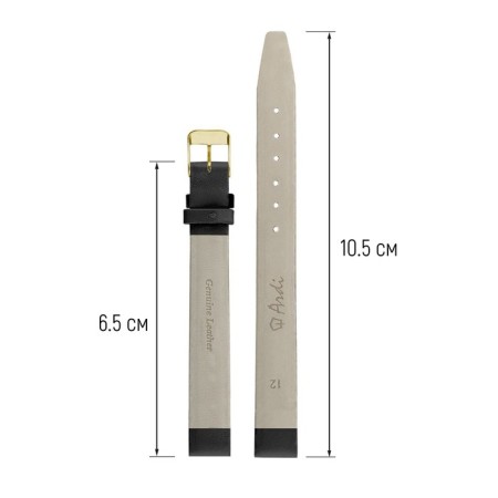 Watch strap, female, 12 mm, harness 65 mm, larynx 105 mm, genuine leather-1